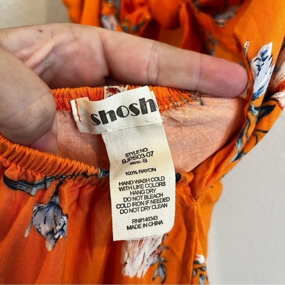 Shosho size small orange floral tie back jumpsuit with slit lower legs - Picture 9 of 11